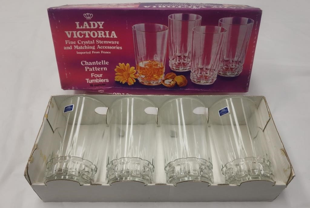 Lady Victoria Fine Crystal Tumblers, Chip on Rim