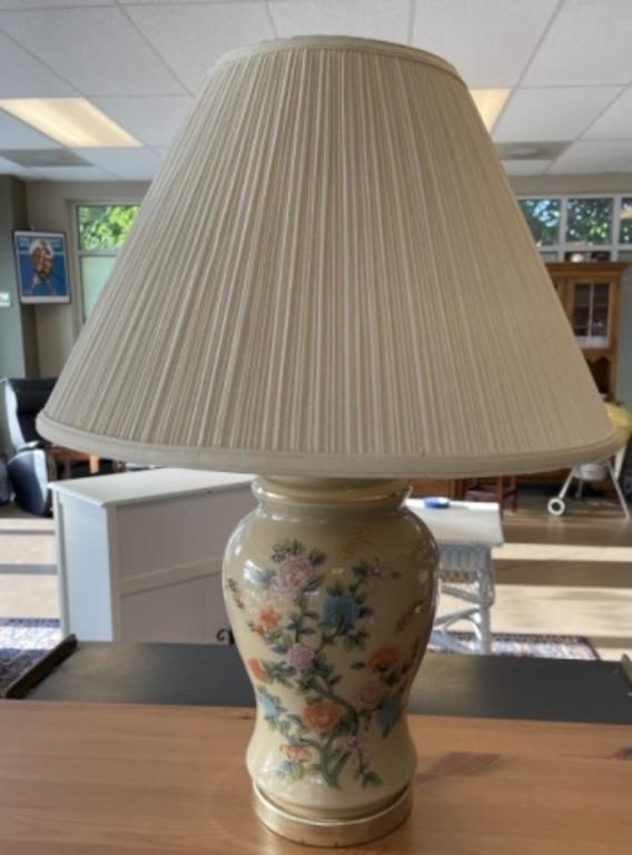 1980s Glass Floral Lamp