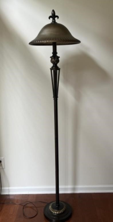 Wood and Brass Toned Floor Lamp