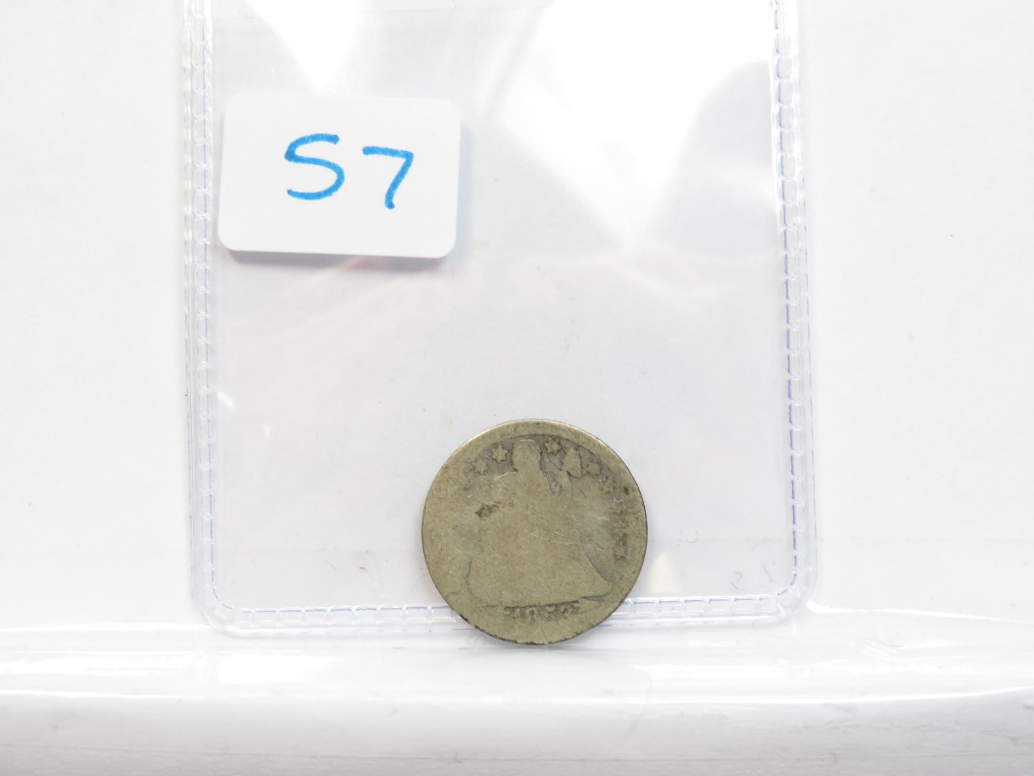 1853 P Seated Dime With Arrows 90% Silver