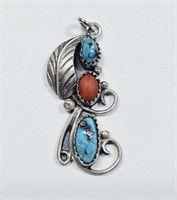 Sterling Silver Native American Turquoise & Coral