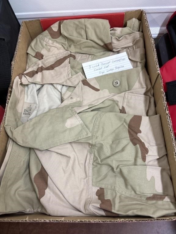 Three color desert camouflage combat coats size