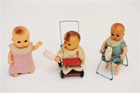Three Japanese Windup & Friction Babies
