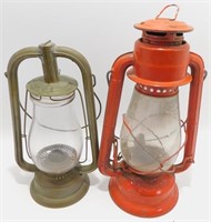 * Two Old Lanterns: U.S. Brass Lantern & Red