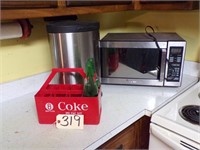 MICROWAVE, TRASH CAN & COKE