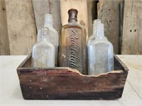 Vintage Wooden Crate with Rawleigh Glass Bottles