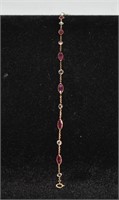 14kt Gold Ruby & White Sapphire Bracelet COA