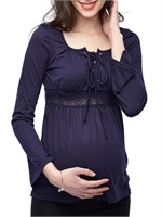 Maternity  Deep V Lace Up Tunic Blouse - XL
