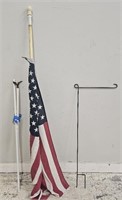 American flag flagpole & yard flag holder