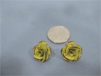 Yellow Rose Costume Earrings