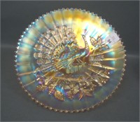 N'Wood Pastel Marigold Peacocks Plate