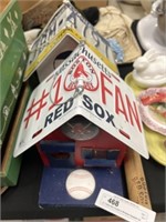 (2) Crafted Bird Houses & Miniature Baseball Bat