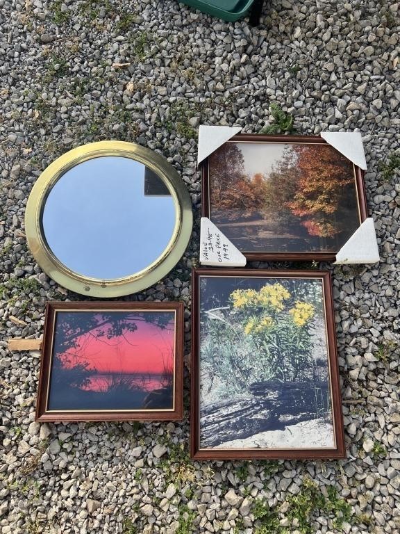 Framed Mirror and Photographs