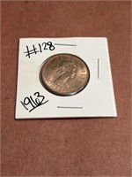 1963 New Zealand half penny.