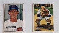 2 1951 Bowman Baseball Cards #214 & 287