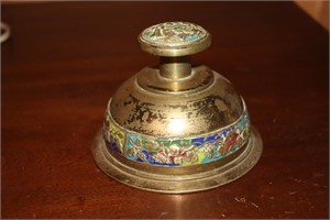 Chinese brass and enamel bell (no clapper)