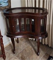 Antique? kidney shaped tea cabinet w/service tray,