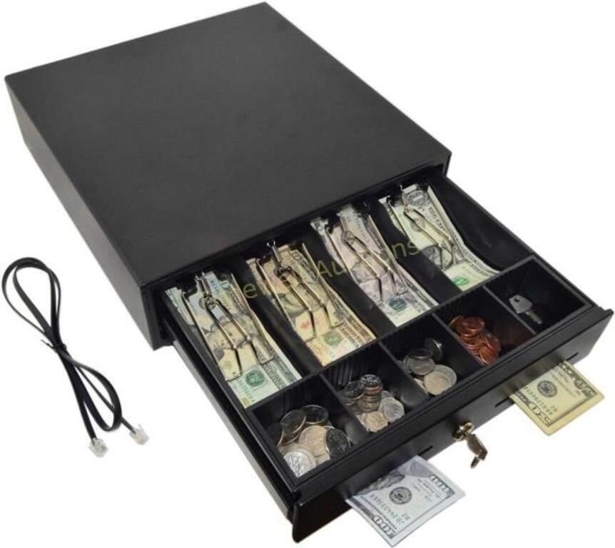 Durable Lightweight Cash Drawer  Black  2 Keys