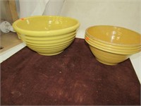 2) Pottery Kitchen Bowls 1 Large one Has Crack