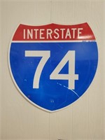 Metal Interstate 74 Road Sign