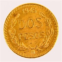 Coin Mexican Dos Peso Gold Coin 1945