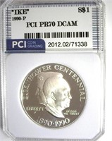 1990-P S$1 Eisenhower PR70 DCAM LISTS $150