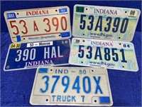 (5) Vtg Indiana license plates