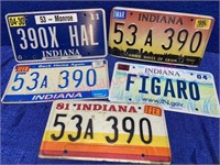 (5) Vtg Indiana license plates