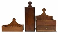 3) AMERICAN HANGING CANDLE BOXES, CHERRY, RED WASH
