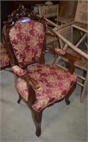 Upholstered Antique Style Ornately Carved