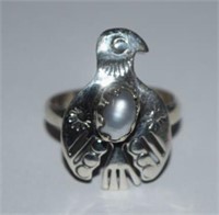 Sterling Silver Ring w/ Eagle Motif & Pearl