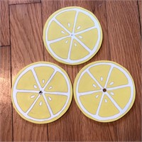 Lot of 3 Lemon Slice Drink Coasters