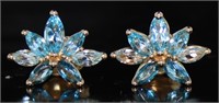 10kt Gold 2.10 Natural London Blue Topaz Earrings
