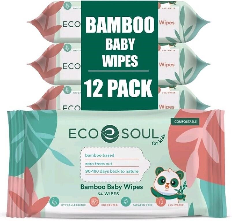Eco Soul Bamboo Baby Wipes |768 Count|Unscented &