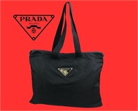 PRADA Tessuto Tote Black Nylon Handbag.