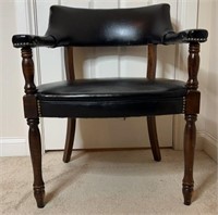 Vintage Barrel Style Chair Black Faux Leather W/