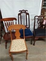 4 single side chairs - Chippendale claw foot wide