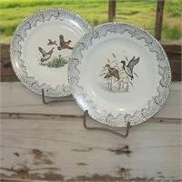 2 Limoges Eastern China Game Bird Plates