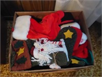 box of Christmas stockings and misc.