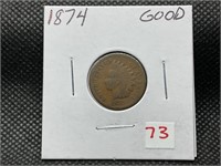 1874 INDIAN CENT GOOD