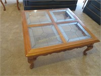 Oak & Glass Coffee Table with End Table