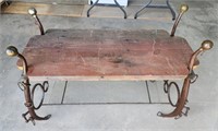 (H) Wooden Table w/ Cast Iron Details