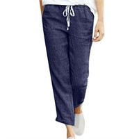 M  Sz M Cotton Linen Women's Pants - High Waist  D