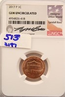 NGC GEM UNCIRCULATED 2017 PENNY