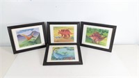 (4) Framed Dinosaur Artwork Prints