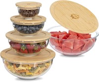 Glass Mixing Bowl Set with Bamboo Lids-Nesting
