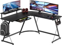 SHW Gaming L-Shaped Desk with Monitor Stand