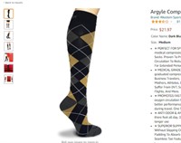 Argyle Compression Socks 20-30 mmHg