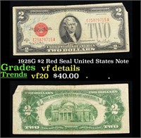 1928G $2 Red Seal United States Note Grades vf det