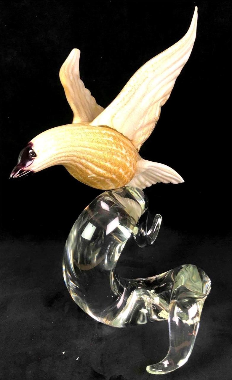 Original Murano Glass Bird On A Wave by Oscar Zane